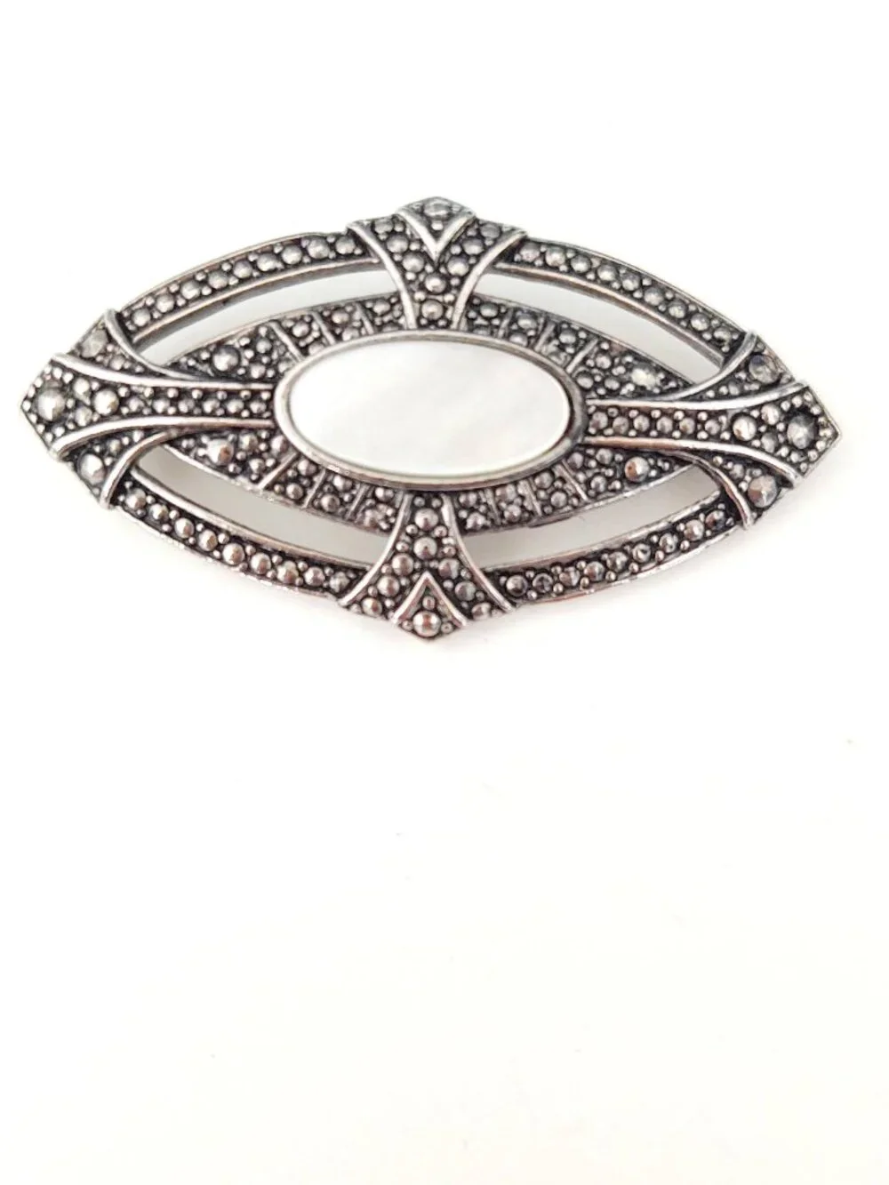 Textured silver and MOP brooch